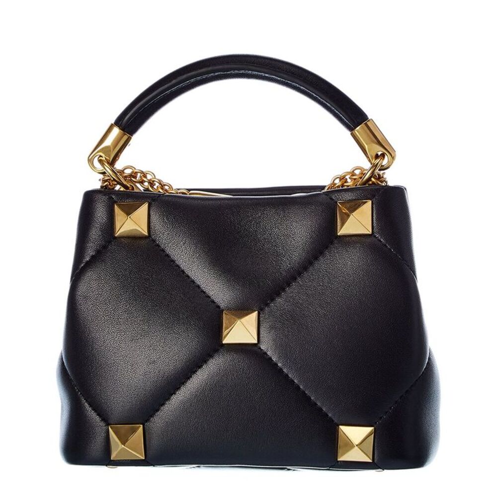 Valentino Roman Stud The Handle Mini Leather Shoulder Bag, Black - Picture 2 of 5